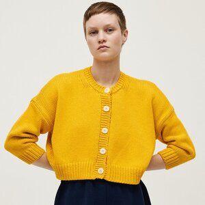 Babaa cardigan no14 alphonso mango (Yellow Babaa cardigan with buttons)